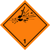 Class 1 Subsidiary Risk HAZMAT Warning Sticker Label