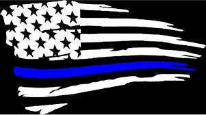 Tattered Thin Blue Line Flag Decal | Torn Thin Blue Line Sticker | Back the Blue Police Support