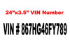 24 inch by 3.5 inch vehicle identification number vinyl decals shown in black lettering.
